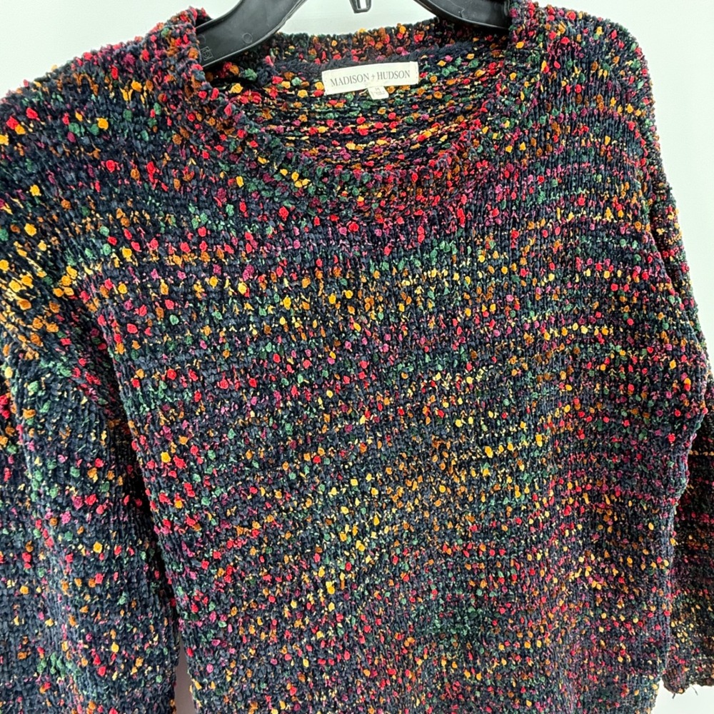Madison‎ Hudson Colorful Textured Knit Sweater Multicolor Cozy Pullover  Medium